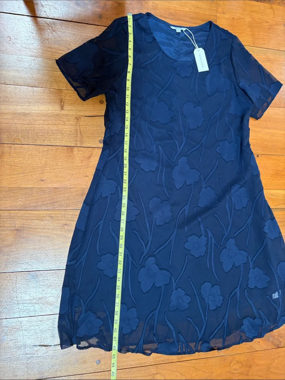 Textured Floral Midi Dress in Slate Blue
